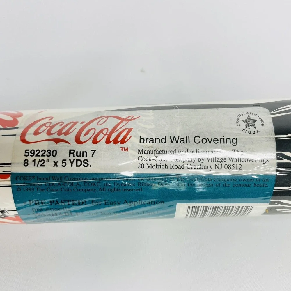 GENUINE Vintage Collectible Red Black Coca Cola Coke Bottles Wall paper‎ Border